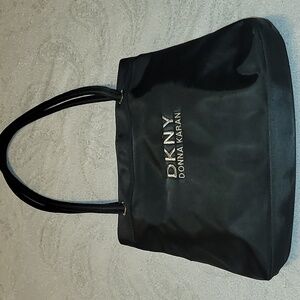 DKNY Black Canvas Purse/Tote with Gold Logo